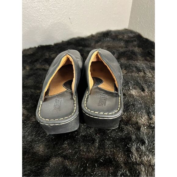 Size 8 Born womens black leather platform slip on clog - Picture 4 of 5